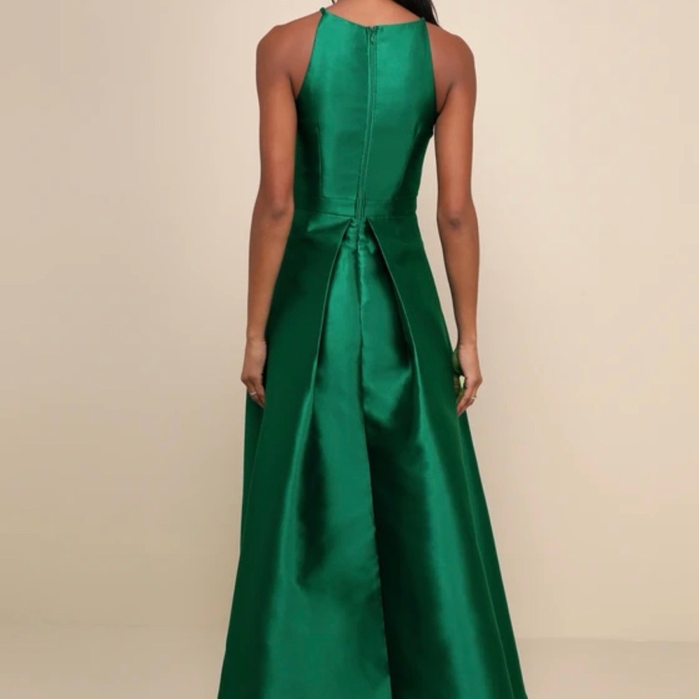 Lulu's Emerald High-Low Halter Dress - Picture 2 of 5